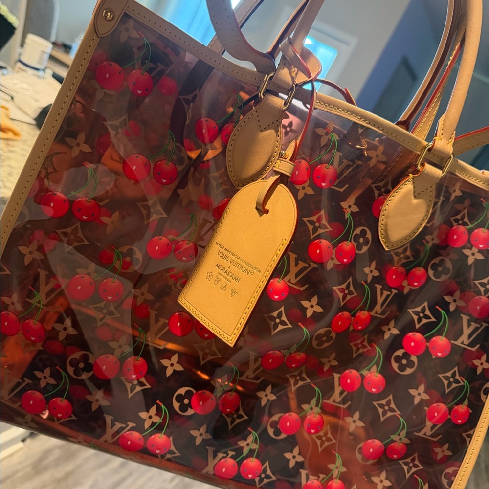Louis Vuitton Cherry Monogram Clear Tote - Red with Tan Trim - Picture 6 of 6